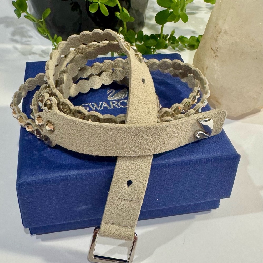 Swarovski Tan Power Slake Collection Double Wrap Crystal Bracelet NWOT - Picture 2 of 16